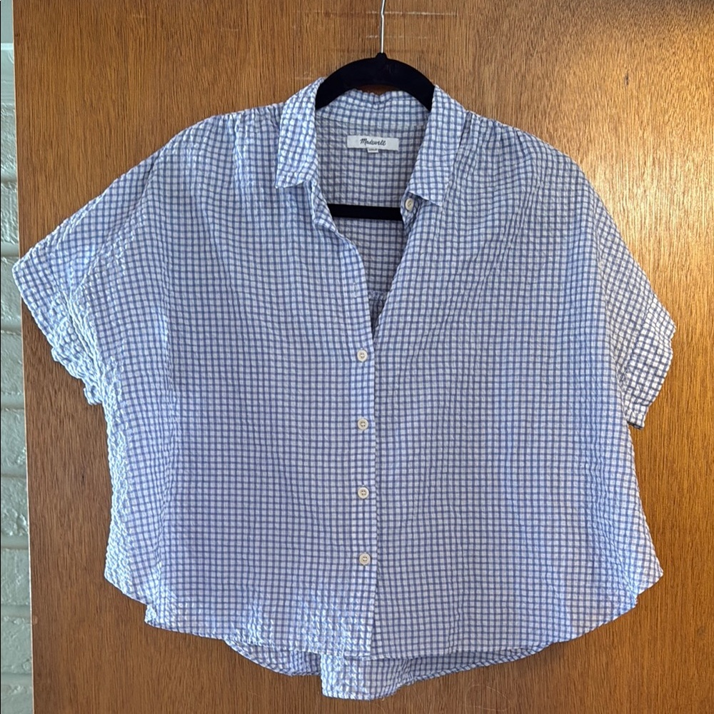 Madewell Blue Checkered Button-Up Shirt